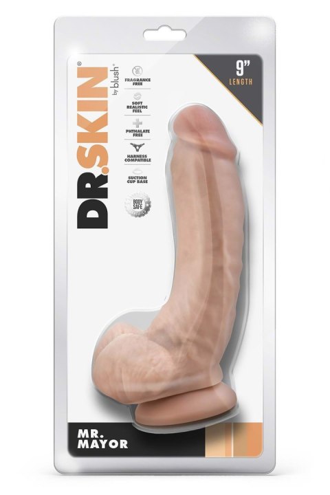 DR. SKIN MR. MAYOR 9 INCH DILDO WITH BALLS BEIGE DR. SKIN MR. MAYOR 9 INCH DILDO WITH BALLS BEIGE