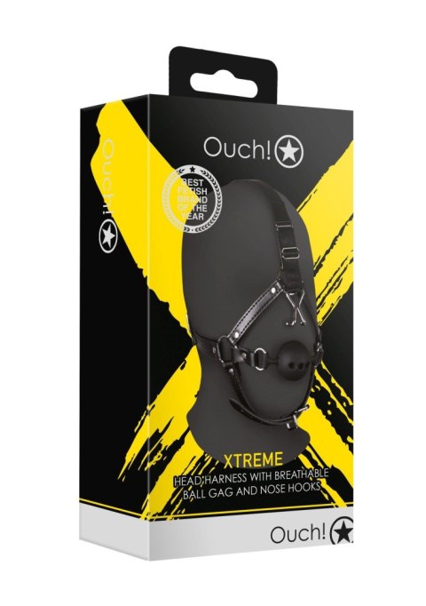 Head Harness with Breathable Ball Gag and Nose Hooks - Black Head Harness with Breathable Ball Gag and Nose Hooks - Black