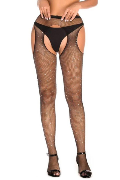 BLACK STRASS OPEN TIGHTS TU (Size: TU) BLACK STRASS OPEN TIGHTS TU (Size: TU)