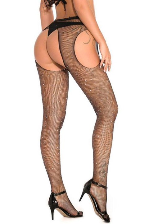 BLACK STRASS OPEN TIGHTS TU (Size: TU) BLACK STRASS OPEN TIGHTS TU (Size: TU)