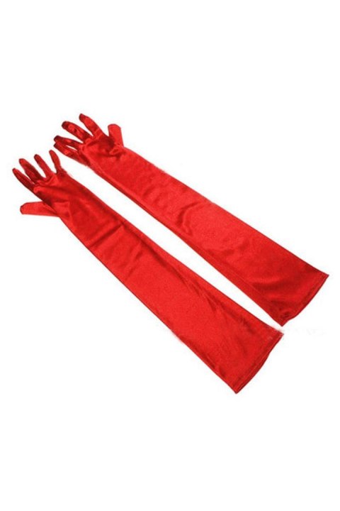 LONG SATIN RED GLOVES TU (Size: TU) LONG SATIN RED GLOVES TU (Size: TU)