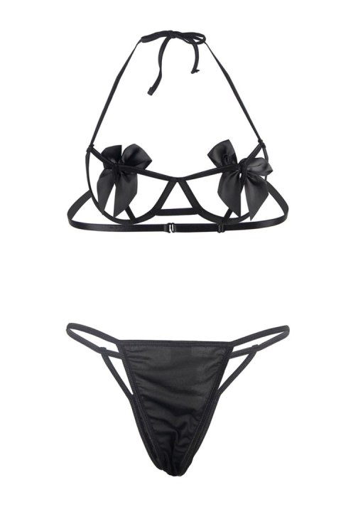 SET 2 PCS BLACK BOWS TU (Size: TU) SET 2 PCS BLACK BOWS TU (Size: TU)