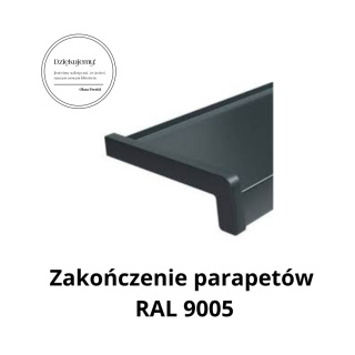 ZAŚLEPKI, BOCZKI PCV DO PARAPETÓW PROSTYCH ZAKOŃCZENIA CZARNE RAL9005 40cm