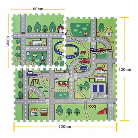 Gruba mata piankowa Eva duże puzzle pankowe 120x120x 1cm ulica EM2002S Gruba mata piankowa Eva duże puzzle pankowe 120x120x 1cm ulica EM2002S