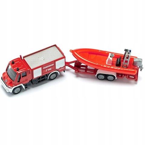 Siku Straż pożarna Unimog z łodzią model metal S1636 Siku Straż pożarna Unimog z łodzią model metal S1636