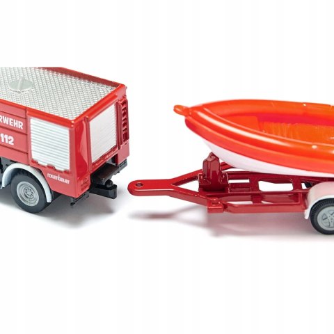 Siku Straż pożarna Unimog z łodzią model metal S1636 Siku Straż pożarna Unimog z łodzią model metal S1636