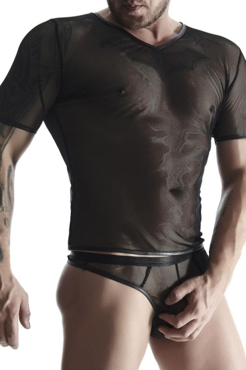 Męski t-shirt z elastycznej siatki w serek l Męski t-shirt z elastycznej siatki w serek l
