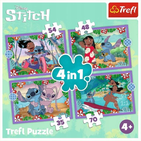 Puzzle 4w1 Lilo & Stitch Szalony dzień Trefl 34633 Puzzle 4w1 Lilo & Stitch Szalony dzień Trefl 34633