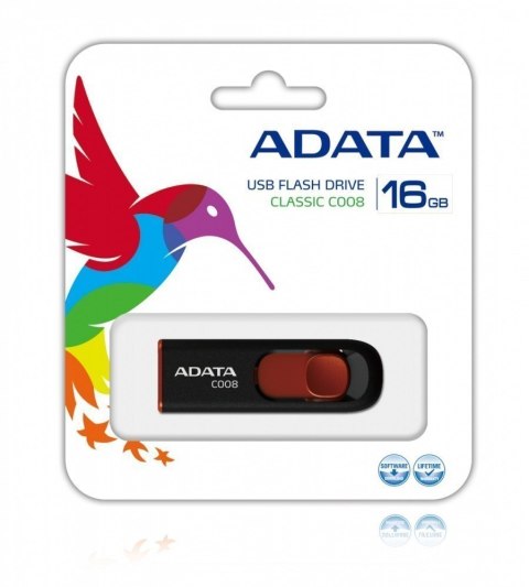 ADATA | C008 | 16 GB | USB 2.0 | Black/Red ADATA | C008 | 16 GB | USB 2.0 | Black/Red
