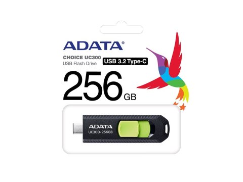 ADATA | FlashDrive | UC300 | 256 GB | USB 3.2 Gen 1 | Czarny/Zielony ADATA | FlashDrive | UC300 | 256 GB | USB 3.2 Gen 1 | Czarny/Zielony