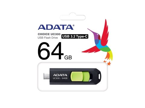 ADATA | FlashDrive | UC300 | 64 GB | USB 3.2 Gen 1 | Czarny ADATA | FlashDrive | UC300 | 64 GB | USB 3.2 Gen 1 | Czarny