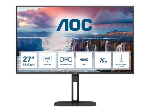AOC 27V5C 27" IPS Monitor 1920x1080/16:9/3000cd/m2/1ms DP, HDMI, USB, Headphone out | AOC | 27V5C 27" IPS Monitor 1920x1080/16:9 AOC 27V5C 27" IPS Monitor 1920x1080/16:9/3000cd/m2/1ms DP, HDMI, USB, Headphone out | AOC | 27V5C 27" IPS Monitor 1920x1080/16:9