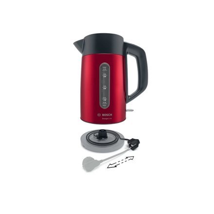 Bosch | Kettle | DesignLine TWK4P434 | Electric | 2400 W | 1.7 L | Stainless steel | 360° rotational base | Red/Black Bosch | Kettle | DesignLine TWK4P434 | Electric | 2400 W | 1.7 L | Stainless steel | 360° rotational base | Red/Black