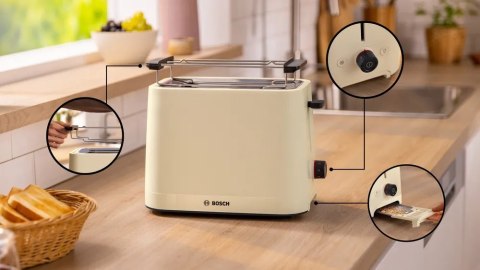 Bosch Compact Toaster | TAT3M127 MyMoment | Number of slots 2 | Housing material Plastic | Beige Bosch Compact Toaster | TAT3M127 MyMoment | Number of slots 2 | Housing material Plastic | Beige