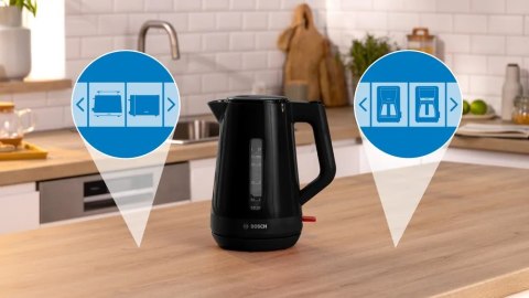 Bosch Kettle | TWK1M123 | Electric | 2400 W | 1.7 L | Plastic | 360° rotational base | Black Bosch Kettle | TWK1M123 | Electric | 2400 W | 1.7 L | Plastic | 360° rotational base | Black