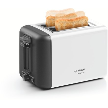 Bosch | TAT3P421 | DesignLine Compact Toaster | Power 970 W | Number of slots 2 | Housing material Stainless steel | White Bosch | TAT3P421 | DesignLine Compact Toaster | Power 970 W | Number of slots 2 | Housing material Stainless steel | White