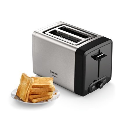 Bosch | TAT4P420 | DesignLine Toaster | Power 970 W | Number of slots 2 | Housing material Stainless Steel | Stainless steel/Bla Bosch | TAT4P420 | DesignLine Toaster | Power 970 W | Number of slots 2 | Housing material Stainless Steel | Stainless steel/Bla