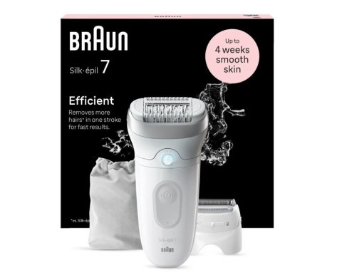 Braun Epilator | SE7-041 Silk épil 7 | Number of power levels 2 | Wet & Dry | White/Silver Braun Epilator | SE7-041 Silk épil 7 | Number of power levels 2 | Wet & Dry | White/Silver