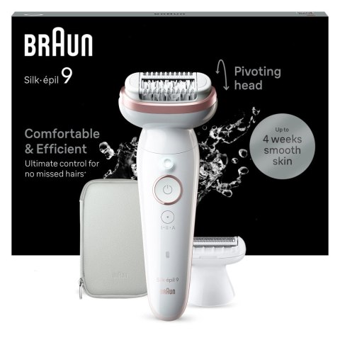 Braun Epilator | SES9-030 Silk épil 9 | Operating time (max) 50 min | Number of power levels 2 | Wet & Dry | White/Rose Braun Epilator | SES9-030 Silk épil 9 | Operating time (max) 50 min | Number of power levels 2 | Wet & Dry | White/Rose