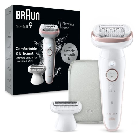 Braun Epilator | SES9-030 Silk épil 9 | Operating time (max) 50 min | Number of power levels 2 | Wet & Dry | White/Rose Braun Epilator | SES9-030 Silk épil 9 | Operating time (max) 50 min | Number of power levels 2 | Wet & Dry | White/Rose