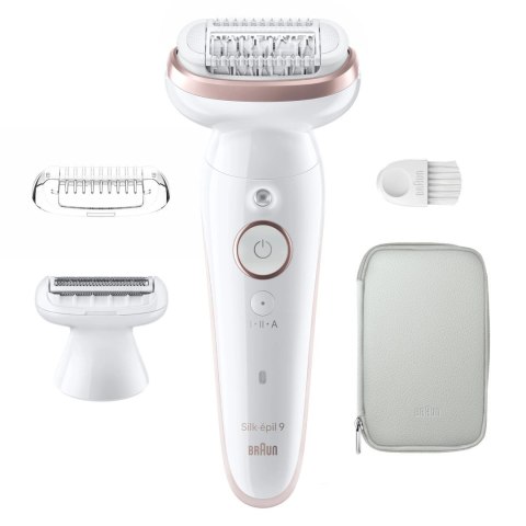Braun Epilator | SES9-030 Silk épil 9 | Operating time (max) 50 min | Number of power levels 2 | Wet & Dry | White/Rose Braun Epilator | SES9-030 Silk épil 9 | Operating time (max) 50 min | Number of power levels 2 | Wet & Dry | White/Rose