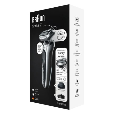 Braun | Shaver | 71-S4200cs | Operating time (max) 50 min | Wet & Dry | Silver/Black Braun | Shaver | 71-S4200cs | Operating time (max) 50 min | Wet & Dry | Silver/Black