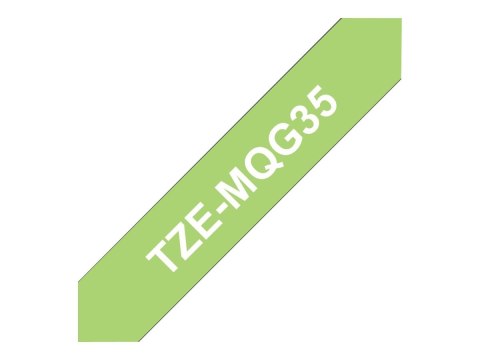 Brother TZ-EMQG35, 12mm white on lime green matt tape | Brother Brother TZ-EMQG35, 12mm white on lime green matt tape | Brother