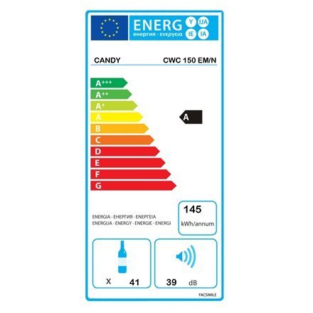 Candy | Wine Cooler | CWC 150 EM/N | Energy efficiency class G | Free standing | Bottles capacity 41 | Cooling type | Black Candy | Wine Cooler | CWC 150 EM/N | Energy efficiency class G | Free standing | Bottles capacity 41 | Cooling type | Black