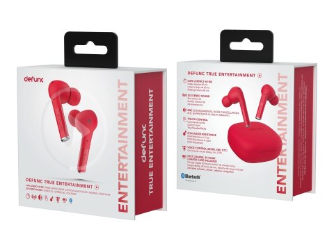Defunc | Earbuds | True Entertainment | Bluetooth | In-ear | Microphone | Wireless | Red Defunc | Earbuds | True Entertainment | Bluetooth | In-ear | Microphone | Wireless | Red