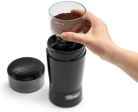 Delonghi Coffee Grinder KG200 Coffee beans capacity 90 g Number of cups 12 pc(s) Black Delonghi Coffee Grinder KG200 Coffee beans capacity 90 g Number of cups 12 pc(s) Black