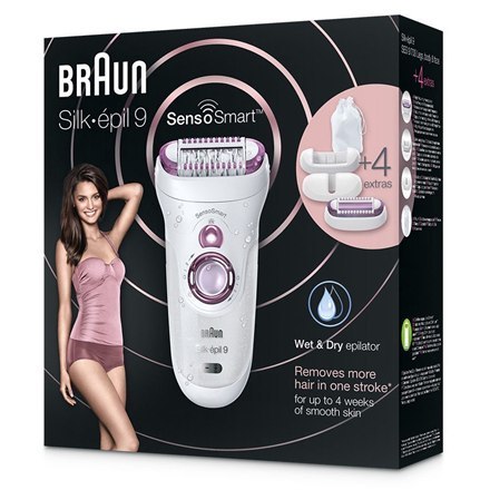 Depilator Braun Silk-épil 9 SensoSmart™ 9/700 | Czas pracy do 50 min | Liczba poziomów mocy 2 | Mokre i suche | Biały/fioletowy Depilator Braun Silk-épil 9 SensoSmart™ 9/700 | Czas pracy do 50 min | Liczba poziomów mocy 2 | Mokre i suche | Biały/fioletowy