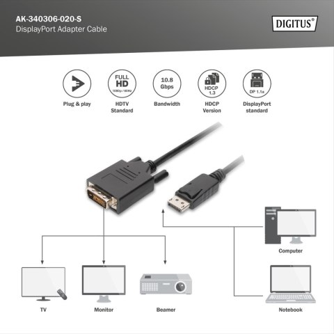 Digitus DisplayPort Adapter Cable | AK-340306-020-S Digitus DisplayPort Adapter Cable | AK-340306-020-S