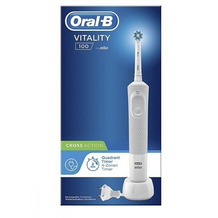 Elektryczna szczoteczka do zębów Oral-B Vitality 100 CrossAction, Akumulator, Dla dorosłych, Liczba główek szczoteczki w zestaw Elektryczna szczoteczka do zębów Oral-B Vitality 100 CrossAction, Akumulator, Dla dorosłych, Liczba główek szczoteczki w zestaw