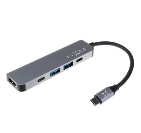 Fixed | 5-port USB-C HUB Mini for laptops and tablets | FIXHU-MN-GR | Gray Fixed | 5-port USB-C HUB Mini for laptops and tablets | FIXHU-MN-GR | Gray
