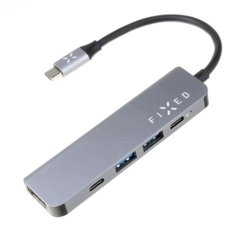 Fixed | 5-port USB-C HUB Mini for laptops and tablets | FIXHU-MN-GR | Gray Fixed | 5-port USB-C HUB Mini for laptops and tablets | FIXHU-MN-GR | Gray