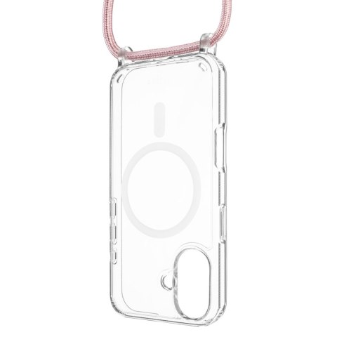 Fixed | MagPure Neck | Back Cover with Lanyard | Apple | iPhone 16 | TPU | Clear, Pink Fixed | MagPure Neck | Back Cover with Lanyard | Apple | iPhone 16 | TPU | Clear, Pink