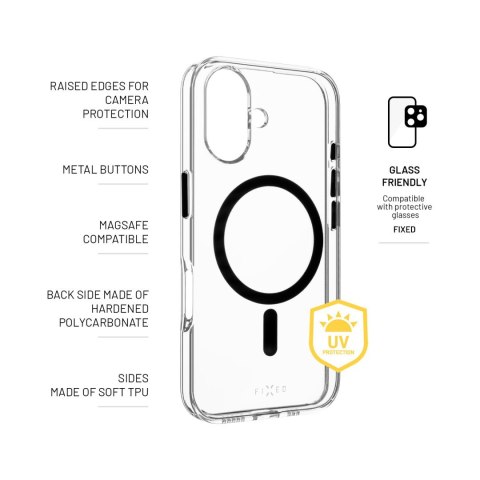 Fixed | MagPurity | Back Cover | Apple | iPhone 16 | TPU | Clear, Black Fixed | MagPurity | Back Cover | Apple | iPhone 16 | TPU | Clear, Black