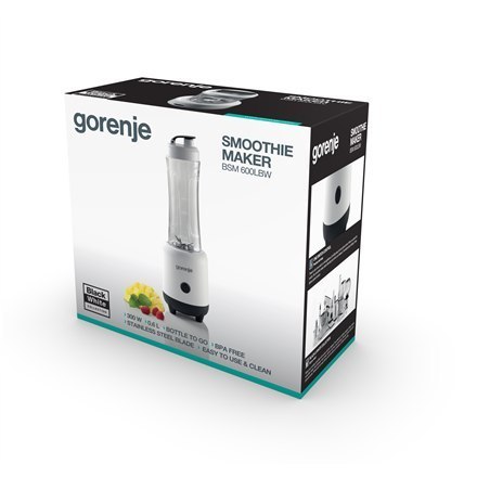 Gorenje | Blender | BSM600LBW | Personal | 300 W | Jar material Plastic | Jar capacity 0.6 L | Ice crushing | White Gorenje | Blender | BSM600LBW | Personal | 300 W | Jar material Plastic | Jar capacity 0.6 L | Ice crushing | White