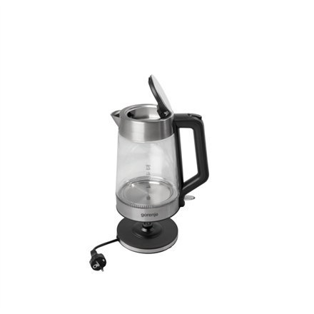 Gorenje | Kettle | K17GED | Electric | 2200 W | 1.7 L | Glass | 360° rotational base | Transparent/Stainless Steel Gorenje | Kettle | K17GED | Electric | 2200 W | 1.7 L | Glass | 360° rotational base | Transparent/Stainless Steel