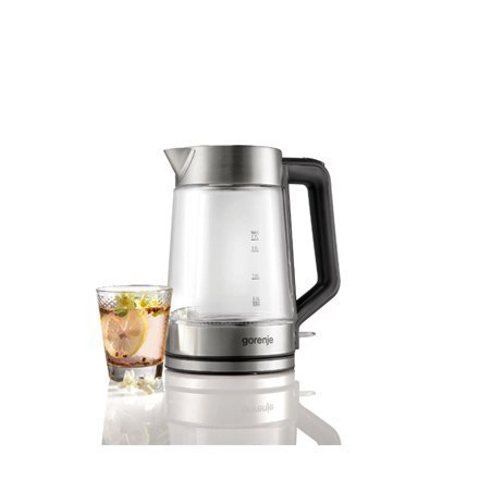 Gorenje | Kettle | K17GED | Electric | 2200 W | 1.7 L | Glass | 360° rotational base | Transparent/Stainless Steel Gorenje | Kettle | K17GED | Electric | 2200 W | 1.7 L | Glass | 360° rotational base | Transparent/Stainless Steel
