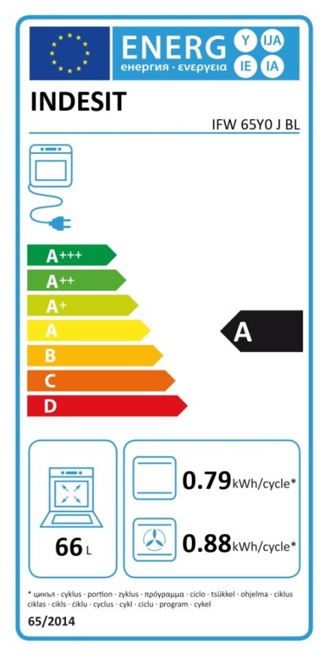 INDESIT | Oven | IFW 65Y0 J BL | 66 L | Multifunctional | Manual | Mechanical control | Height 59.5 cm | Width 59.5 cm | Black INDESIT | Oven | IFW 65Y0 J BL | 66 L | Multifunctional | Manual | Mechanical control | Height 59.5 cm | Width 59.5 cm | Black