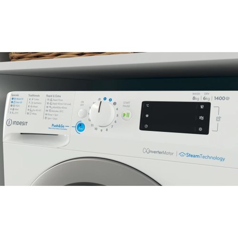 INDESIT | Pralka z suszarką | BDE 86436 WSV EE | Klasa efektywności energetycznej A/D | Ładowana od frontu | Pojemność prania 8 INDESIT | Pralka z suszarką | BDE 86436 WSV EE | Klasa efektywności energetycznej A/D | Ładowana od frontu | Pojemność prania 8