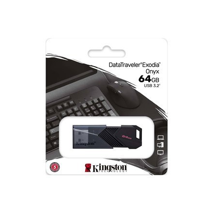 Kingston | DataTraveler | Exodia Onyx | 64 GB | USB 3.2 | Czarny Kingston | DataTraveler | Exodia Onyx | 64 GB | USB 3.2 | Czarny
