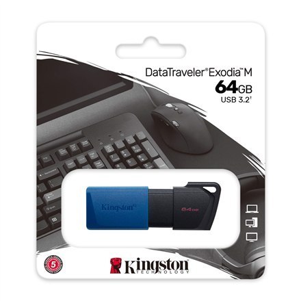 Kingston | USB 3.2 Flash Drive | DataTraveler Exodia M | 64 GB | USB 3.2 | Czarny/Niebieski Kingston | USB 3.2 Flash Drive | DataTraveler Exodia M | 64 GB | USB 3.2 | Czarny/Niebieski