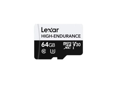 Lexar | Karta pamięci flash | High-Endurance | 64 GB | microSDHC | Klasa pamięci flash UHS-I Lexar | Karta pamięci flash | High-Endurance | 64 GB | microSDHC | Klasa pamięci flash UHS-I