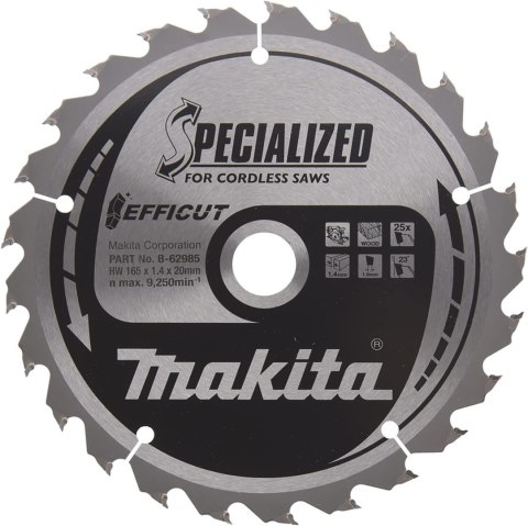 Makita B-62985 TCT Efficut Saw Blade 165x20x25T Makita B-62985 TCT Efficut Saw Blade 165x20x25T