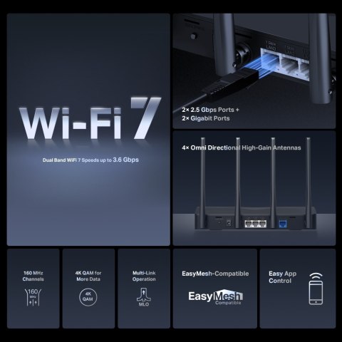 Mercusys BE3600 Dual-Band Wi-Fi 7 Router | MR27BE | 802.11be | 2880 Mbit/s | Ethernet LAN (RJ-45) ports 3 | Mesh Support Yes | M Mercusys BE3600 Dual-Band Wi-Fi 7 Router | MR27BE | 802.11be | 2880 Mbit/s | Ethernet LAN (RJ-45) ports 3 | Mesh Support Yes | M
