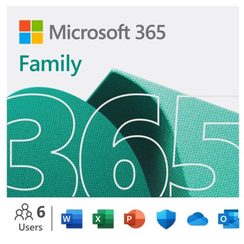 Microsoft | 365 Family | 6GQ-01897 | M365 Family | FPP | Okres licencji 1 rok (y) | Angielski | EuroZone Medialess Microsoft | 365 Family | 6GQ-01897 | M365 Family | FPP | Okres licencji 1 rok (y) | Angielski | EuroZone Medialess