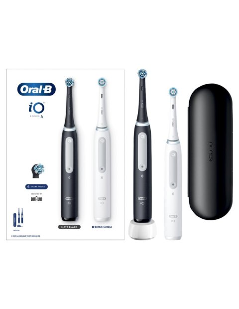 Oral-B | Elektryczna szczoteczka do zębów Duo pack | Seria iO4 | Akumulatorowa | Dla dorosłych | Liczba główek szczoteczki w zes Oral-B | Elektryczna szczoteczka do zębów Duo pack | Seria iO4 | Akumulatorowa | Dla dorosłych | Liczba główek szczoteczki w zes