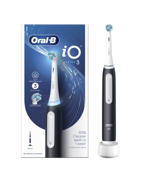 Oral-B | Seria iO3 | Elektryczna szczoteczka do zębów | Akumulatorowa | Dla dorosłych | Matowa czerń | Liczba główek szczoteczki Oral-B | Seria iO3 | Elektryczna szczoteczka do zębów | Akumulatorowa | Dla dorosłych | Matowa czerń | Liczba główek szczoteczki